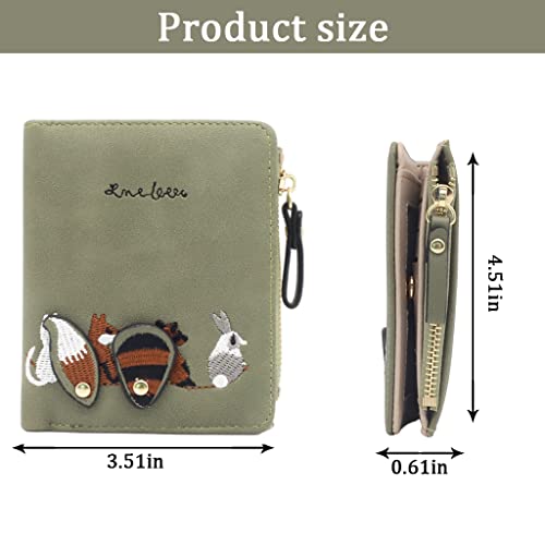 PALAY® Leather Wallets for Women Stylish Cute Mini Animals Embroidery Short Card Holder Billfold Purse Gift Girls Green 3 PCS PALAY® Leather Wallets for Women Stylish Cute Mini Animals Embroidery Short Card Holder Billfold Purse Gift Girls Green 3 PCS